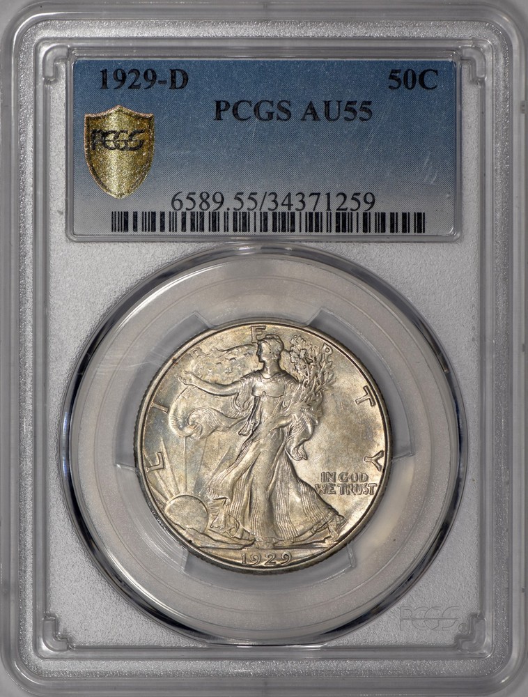 1929-D Walking Liberty Half Dollar 50c PCGS AU55