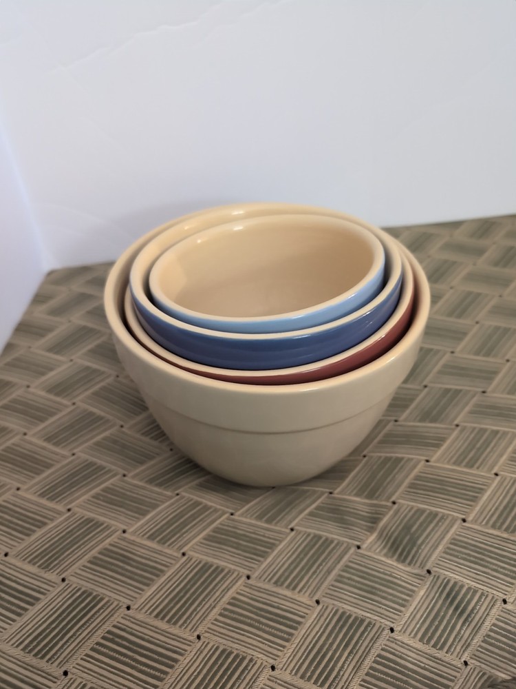 (4) Stackable Stoneware Mixing Bowls