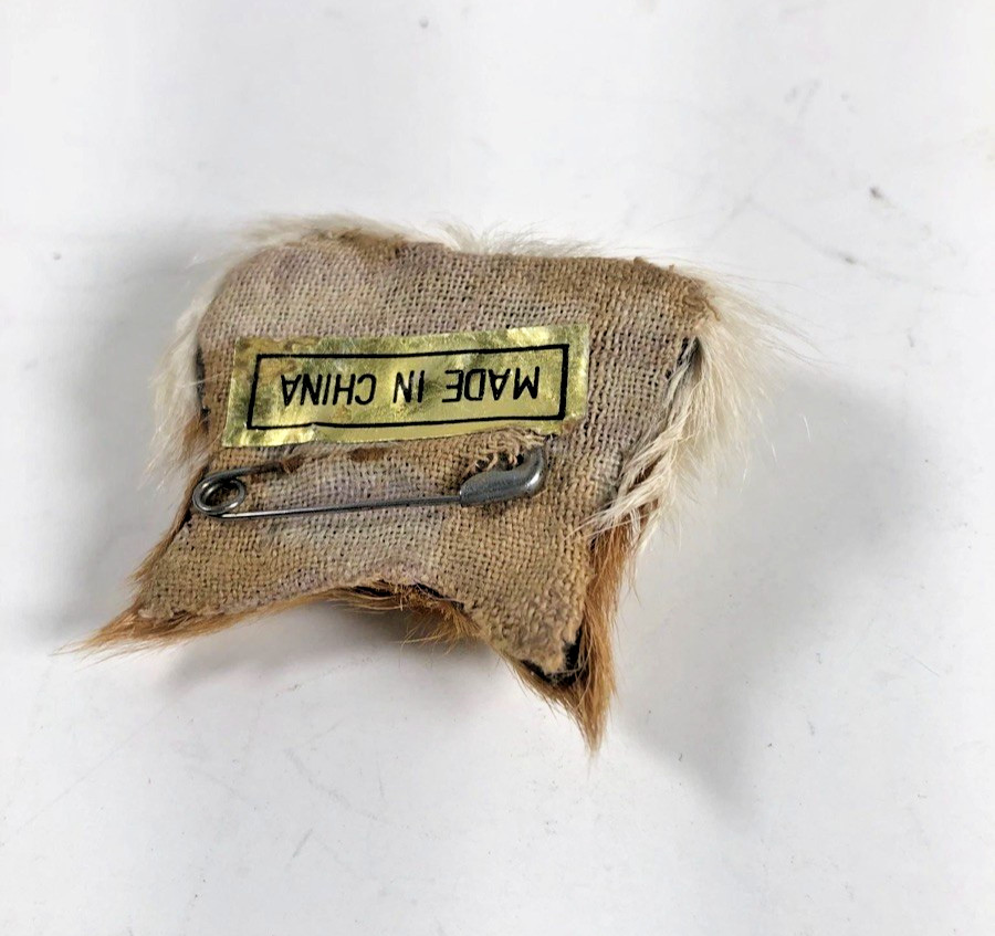 Cat Pinback Button Made in China approx 2in Square Fur Face