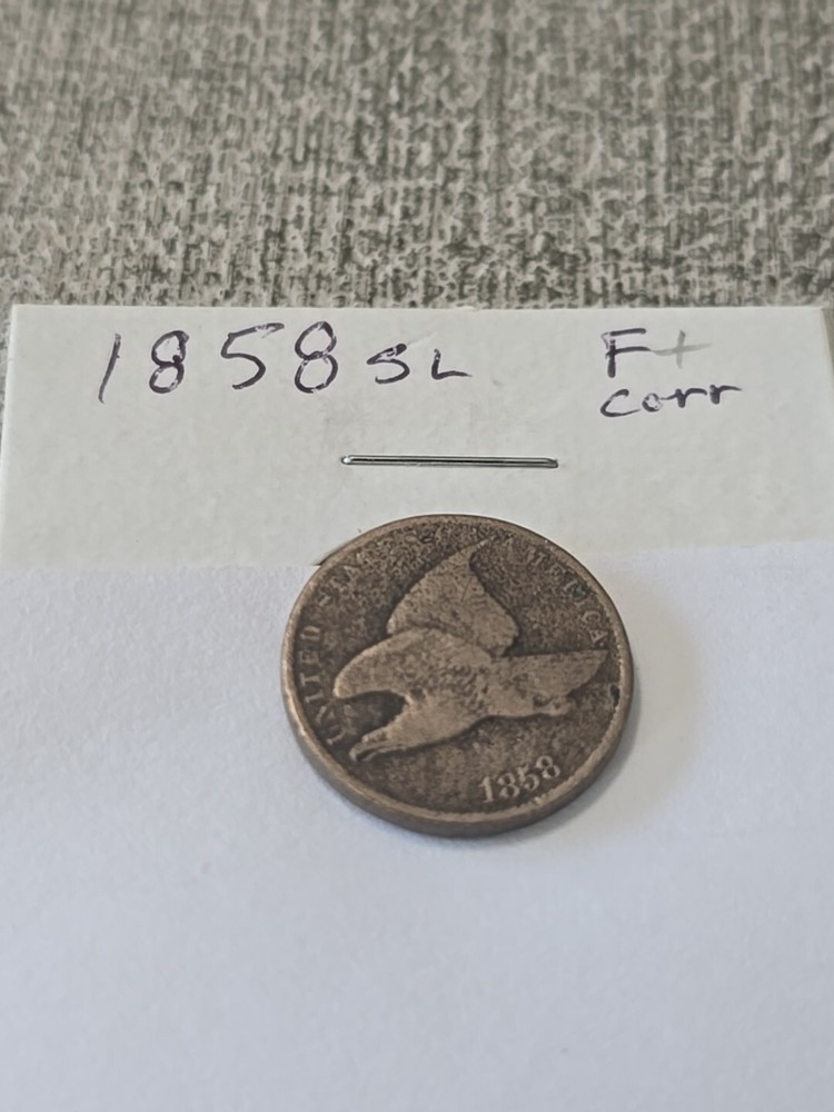 1858 Flying Eagle Penny Cent SL F+ Corrosion