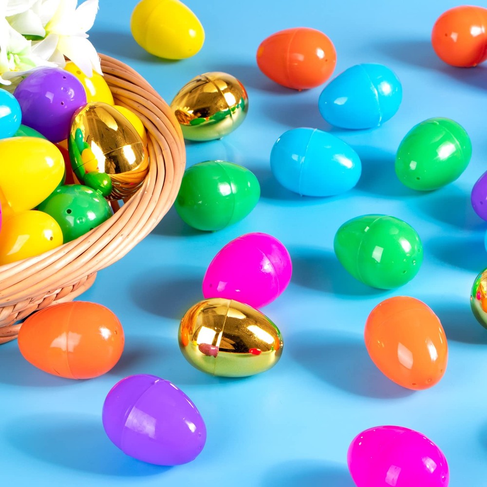 288 Easter Eggs -2.36" Bright Colors Plastic Easter Eggs Empty Include 18 Gol...