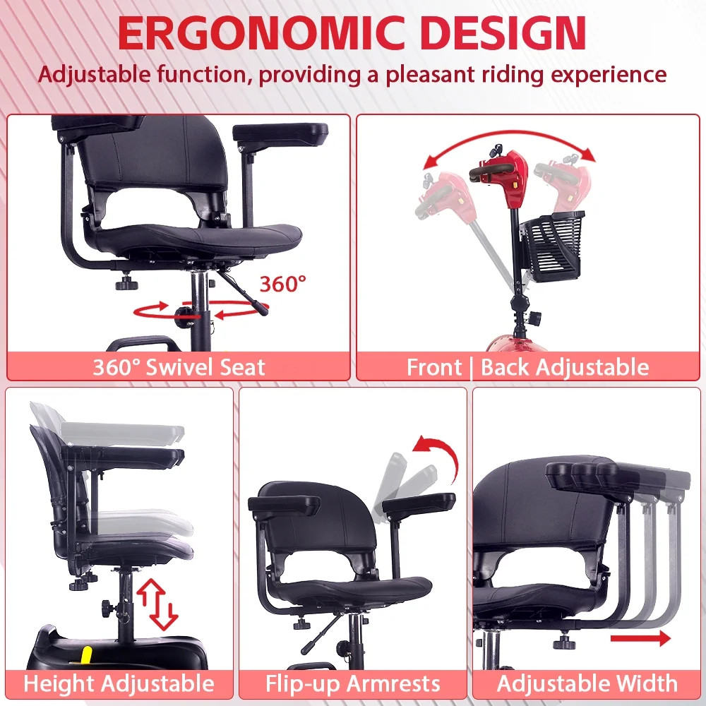 Mobility Scooter,Folding 4 Wheels Mobility Scooters for Seniors,Replacement E...