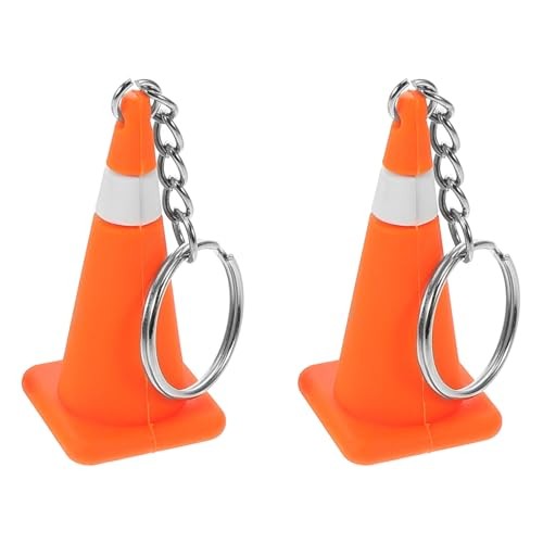 2Pcs Mini Traffic Cone Keychain Construction Key Ring Charm for Bag Backpack