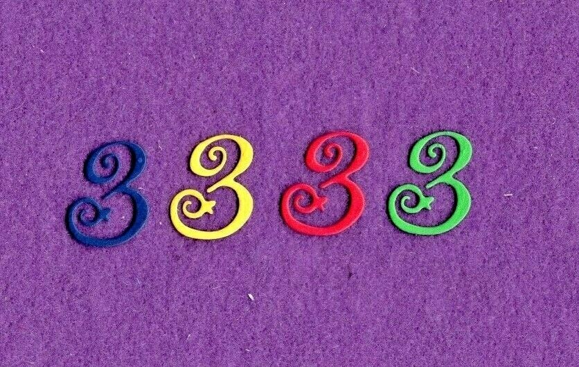 NUMBERS SWIRL three (3) die cuts scrapbook cards
