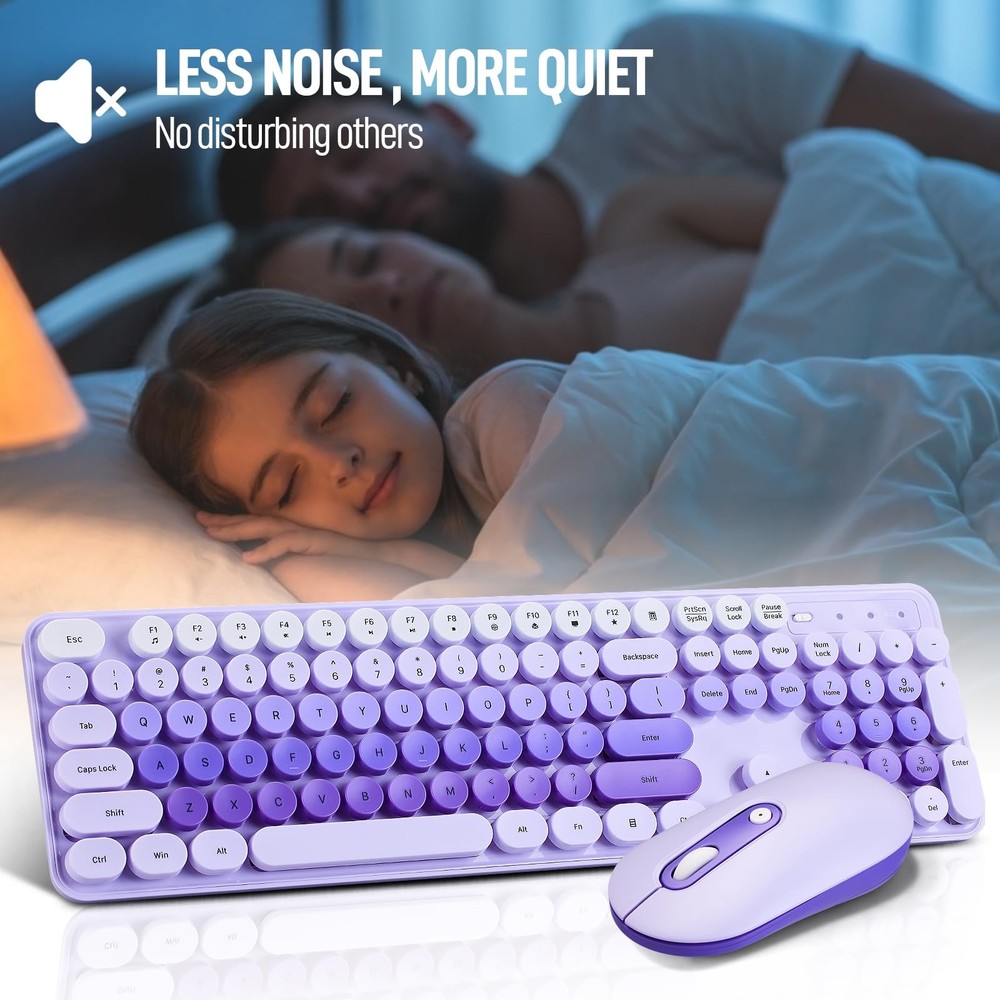 Wireless Keyboard and Mouse Combo, Full Size Compact Quiet Wireless Keyboard ...