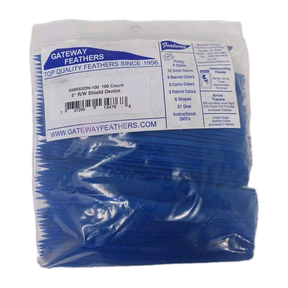 100 Pack Gateway Feathers 5" Right Wing: Shield Denim Blue 500RSSDN-100