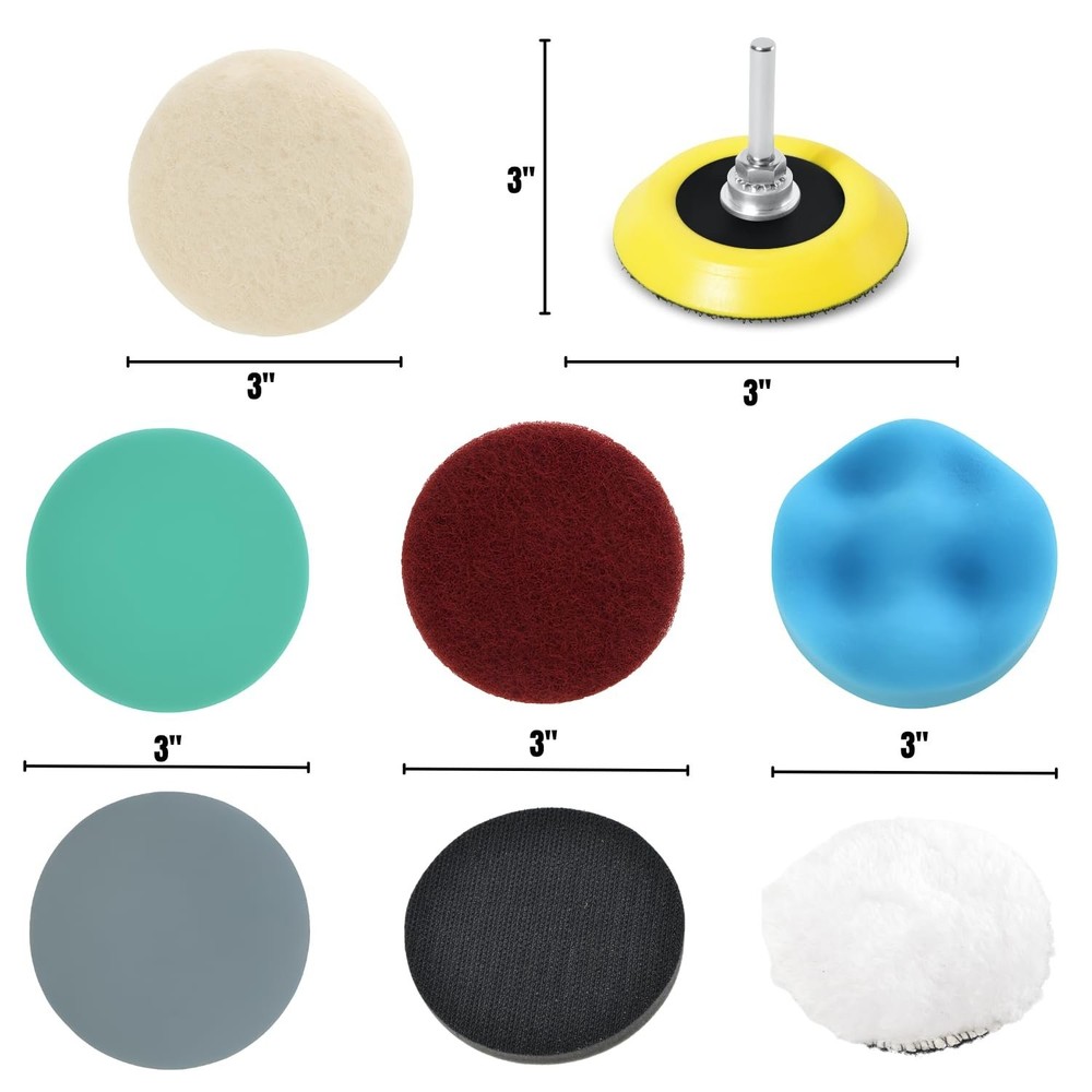 3" Sanding Polishing Kit Drill Buffer Car Headlight Restoration