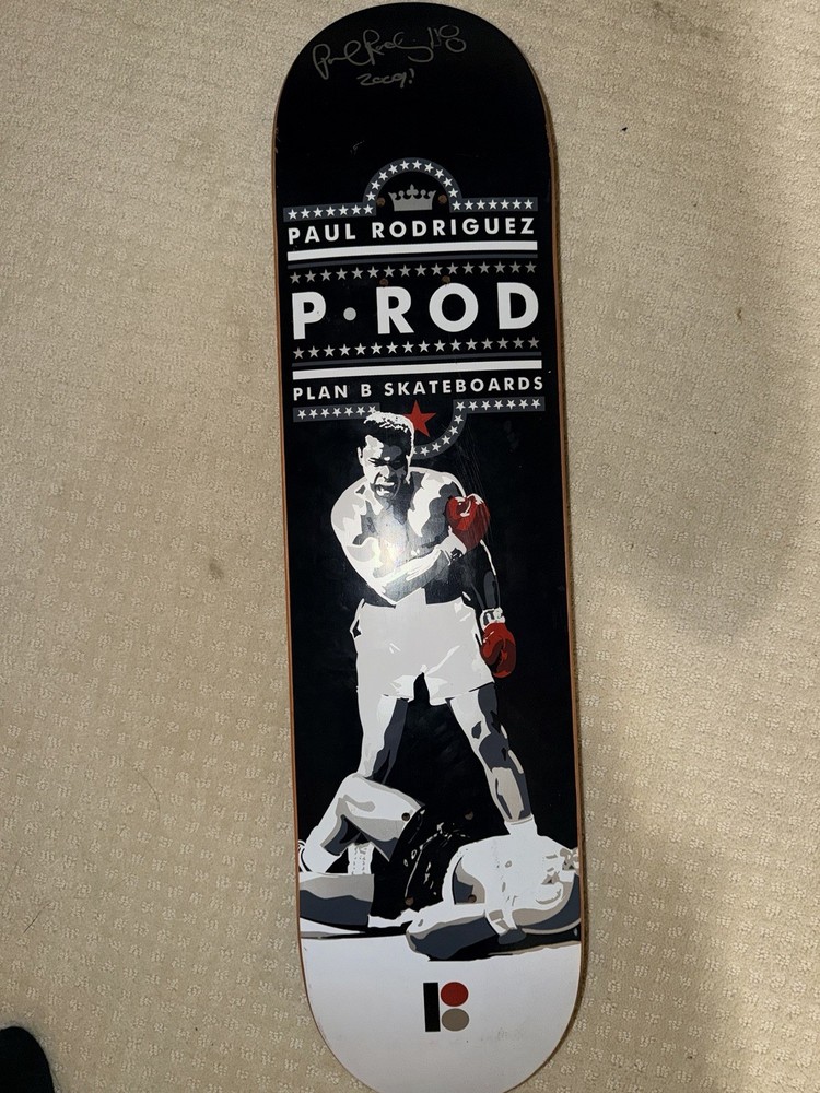 PLAN B Paul Rodriguez Deck Mohammad Ali Rare Authographed Skateboard Deck