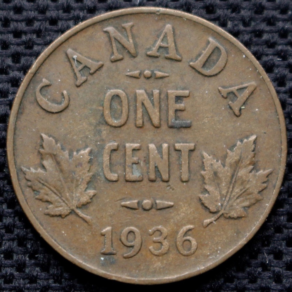 1936 CANADA ONE CENT - BRONZE - King George V - KM #28