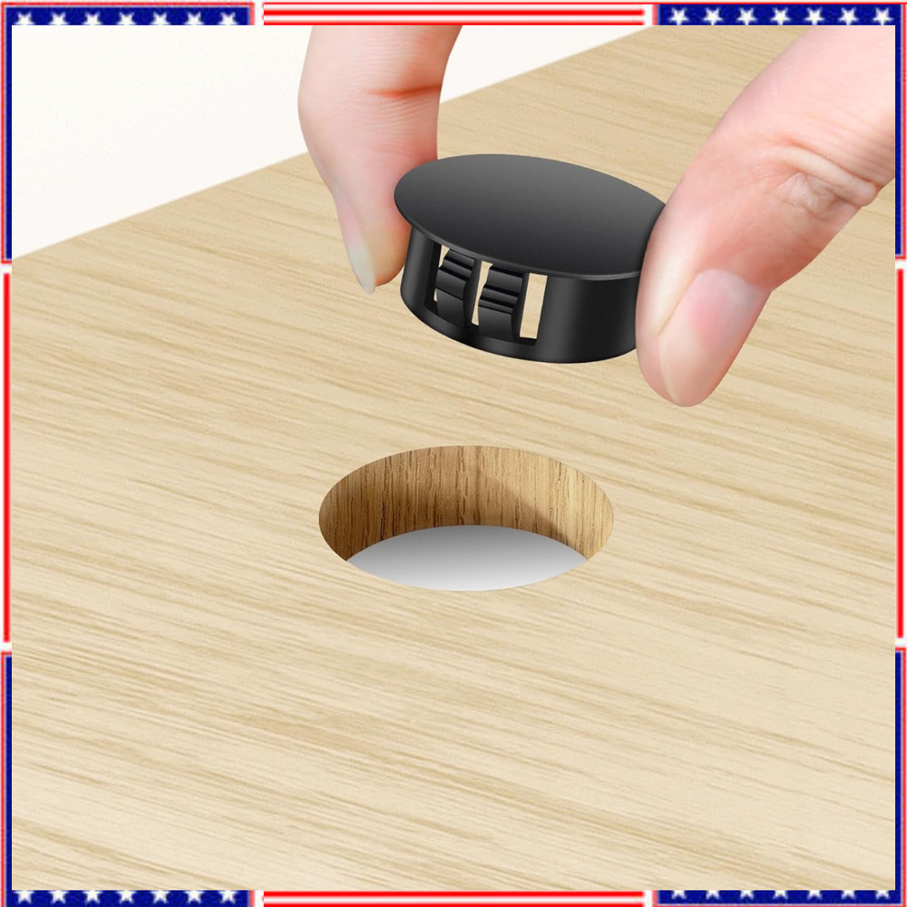 200Pcs 9 Sizes Nylon Plastic Hole Plugs Black Round Drill Hole, Flush Type Panel