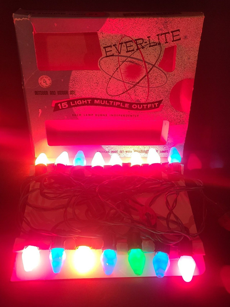 Ever-Lite Christmas Screw Bulb Multi Color Lights Everlite 15 Light String (B)