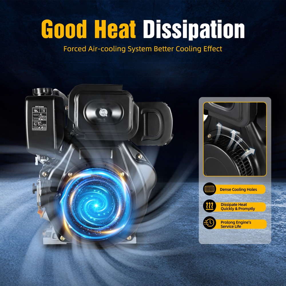186F 10HP Engine 4Stroke Single Cylinder 418CC Forced Air Cooling Machine