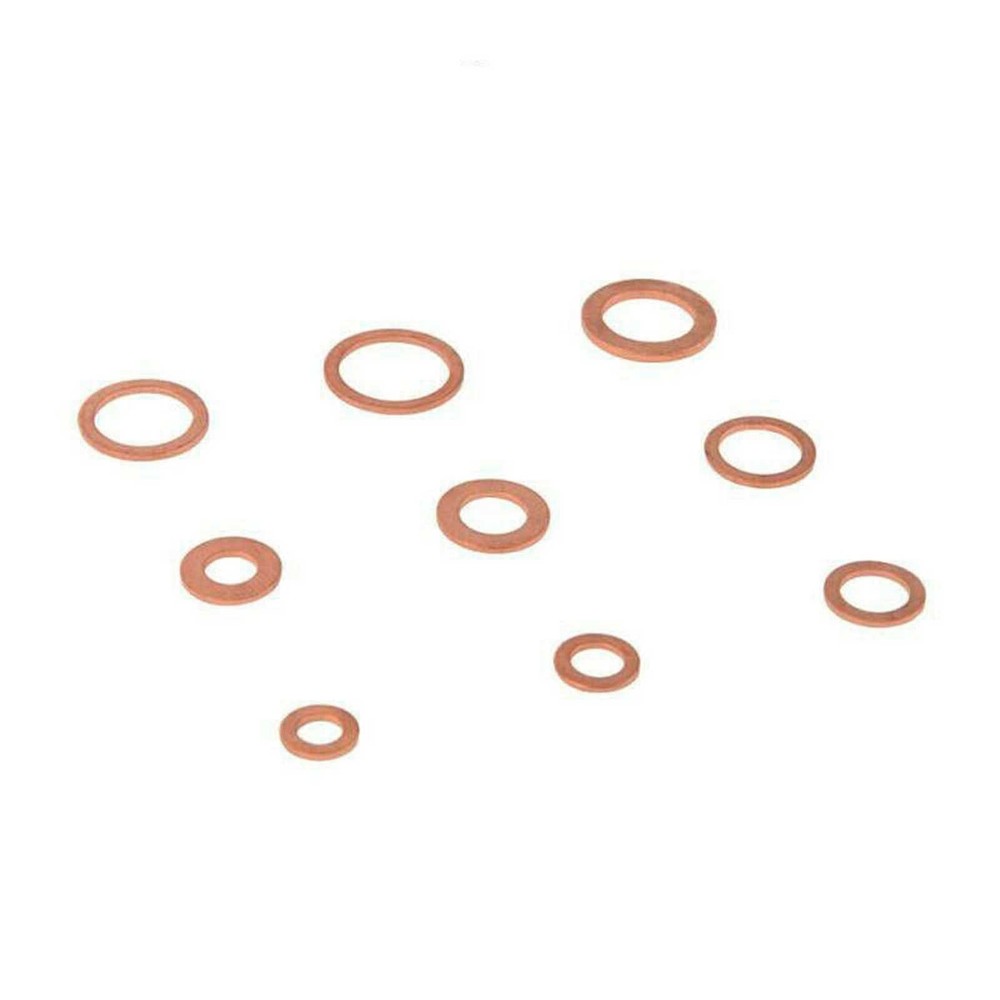 400Pcs Kit 9 Sizes Assorted Solid Copper Crush Washers Seal Flat Ring & Case