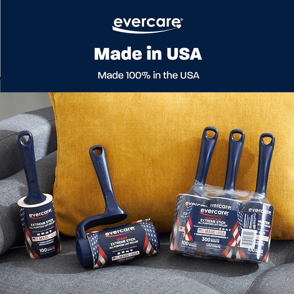 Evercare Extra Sticky 100 Layer Lint Roller, 3-Pack, Blue