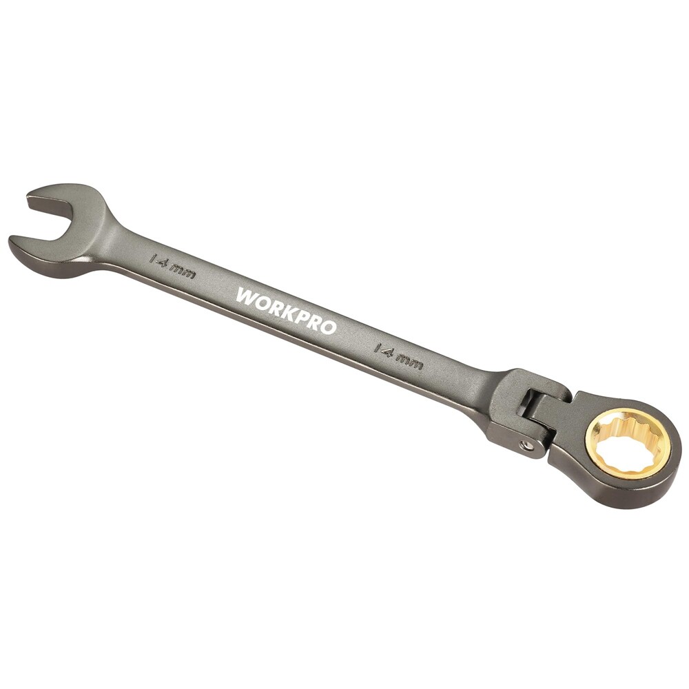 WORKPRO 14mm Flex-Head Ratcheting Combination Wrench, 72-Teeth Cr-V Constructed