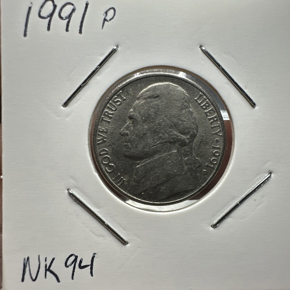 1991 P Jefferson Nickel Grease Error