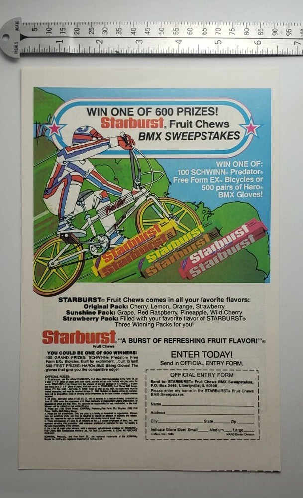 Vintage Starburst Candy RARE Print Advertisement 1985