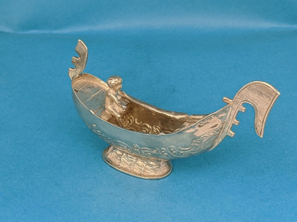 1899 Victorian dutch silver miniature gondala type boat