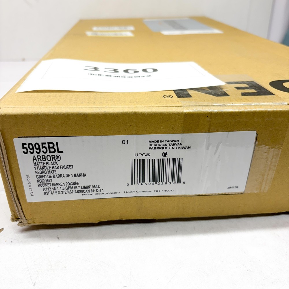 Moen 5995BL Arbor One Handle High Arc Pulldown Bar Faucet w/Reflex Matte Black