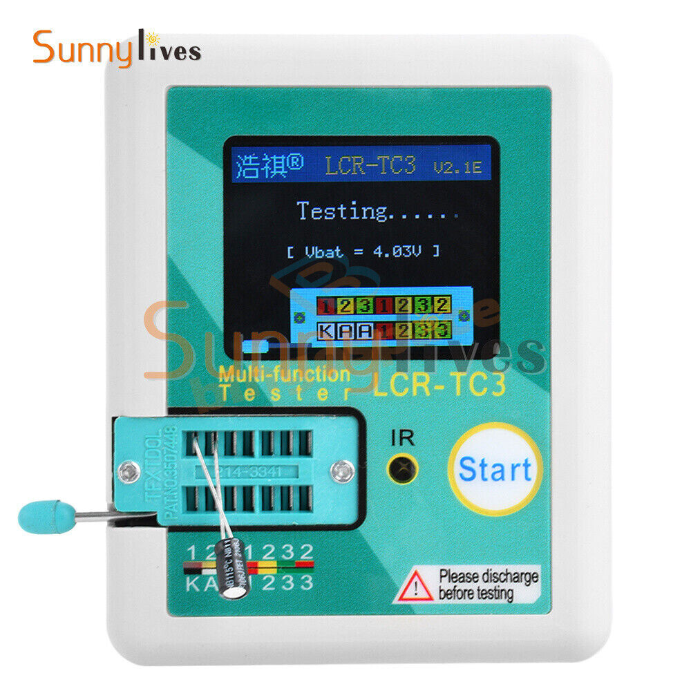 LCR-TC3 High-precision Transistor Tester Diode Capacitance Test Meter + Cable US