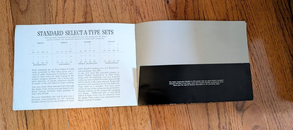 Your New Royal Custom Typewriter Booklet