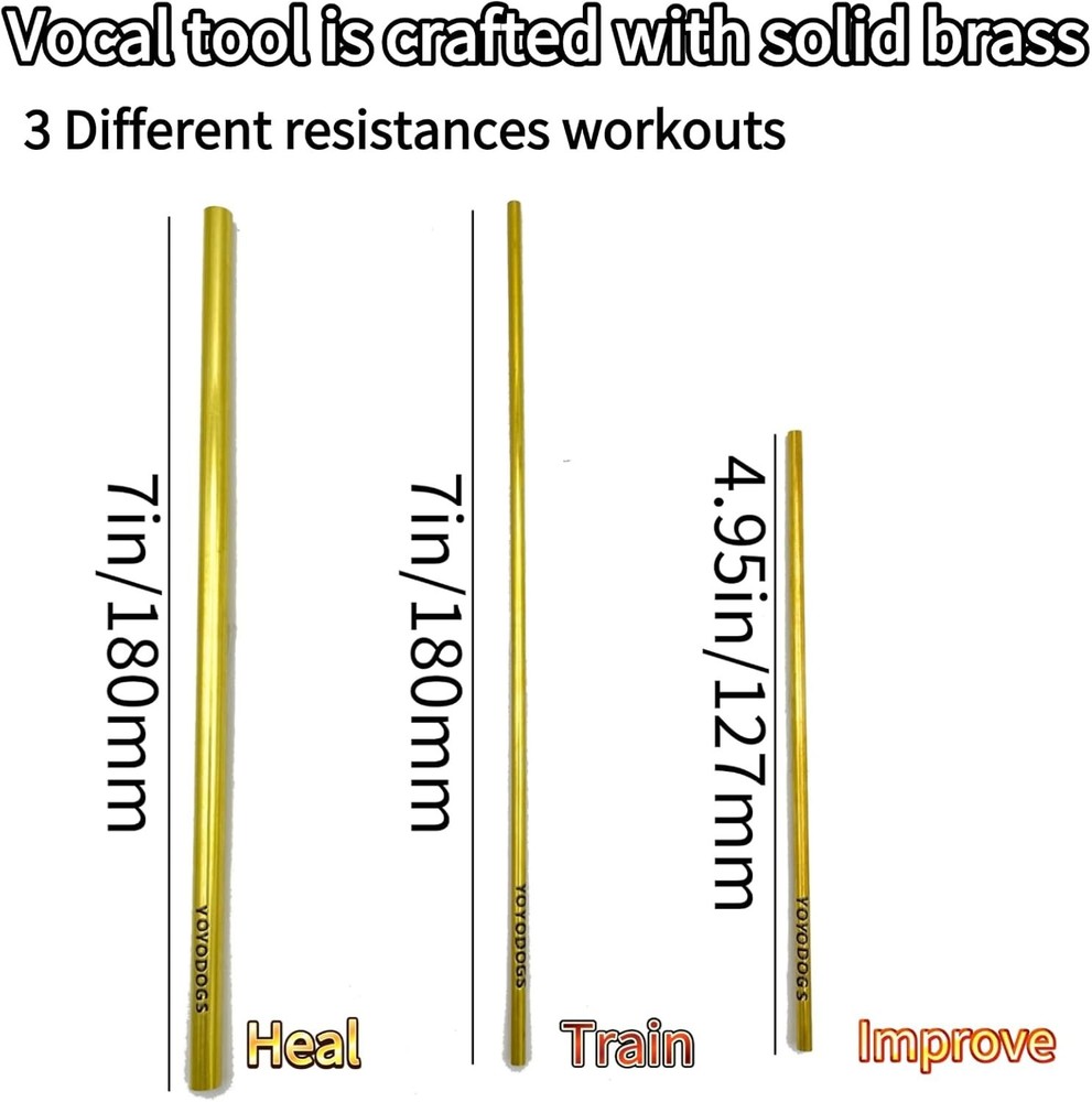 Effortless Vocal Training with Portable Solid Brass Singing Straws - 2.89 oz