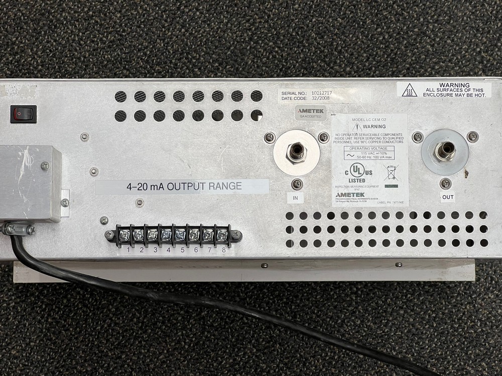 Ametek Wet Oxygen (O2) Analyzer