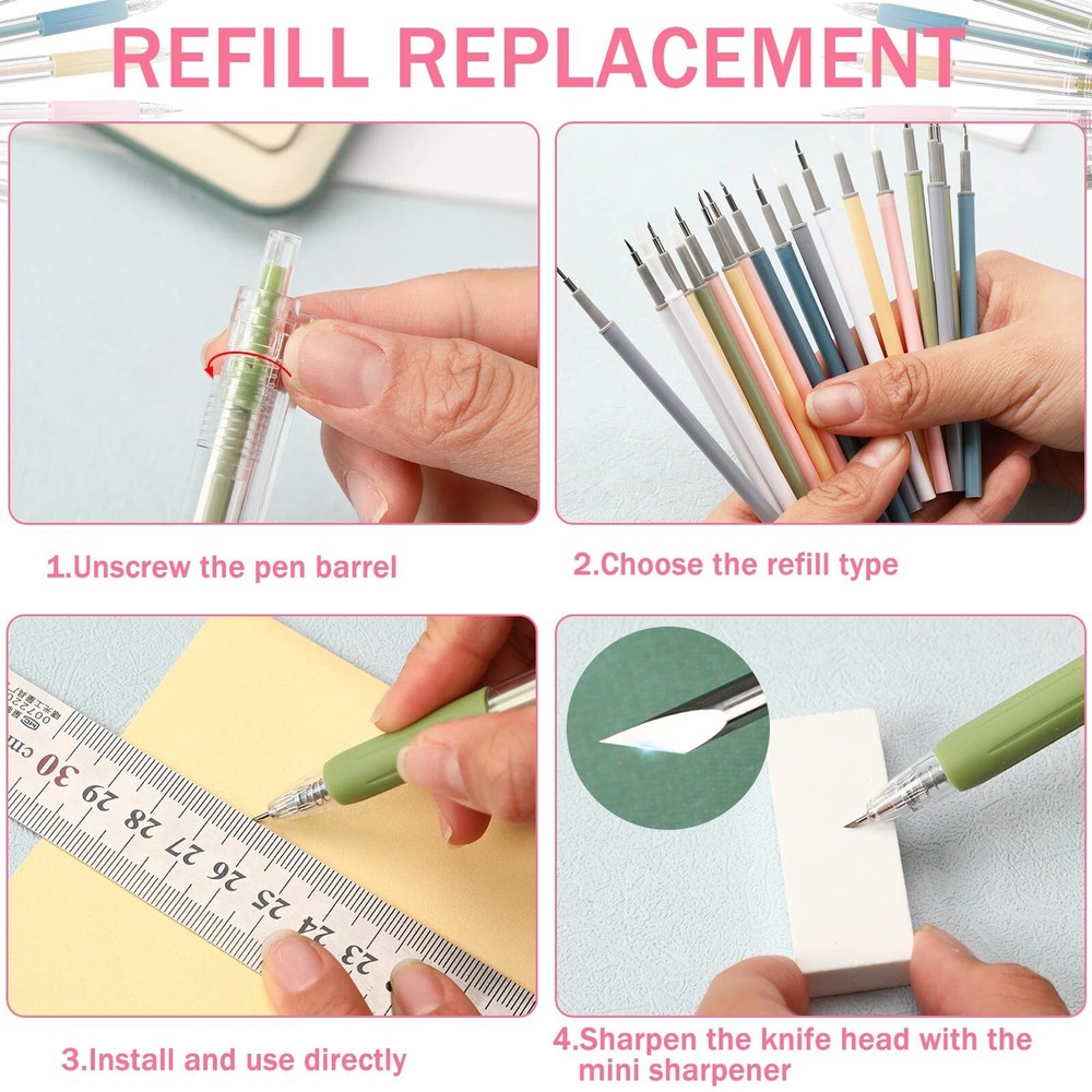 SEPGLITTER Craft Cutting Tools, 25 Pcs Pen Cutter Tools with Mini Sharpener U...