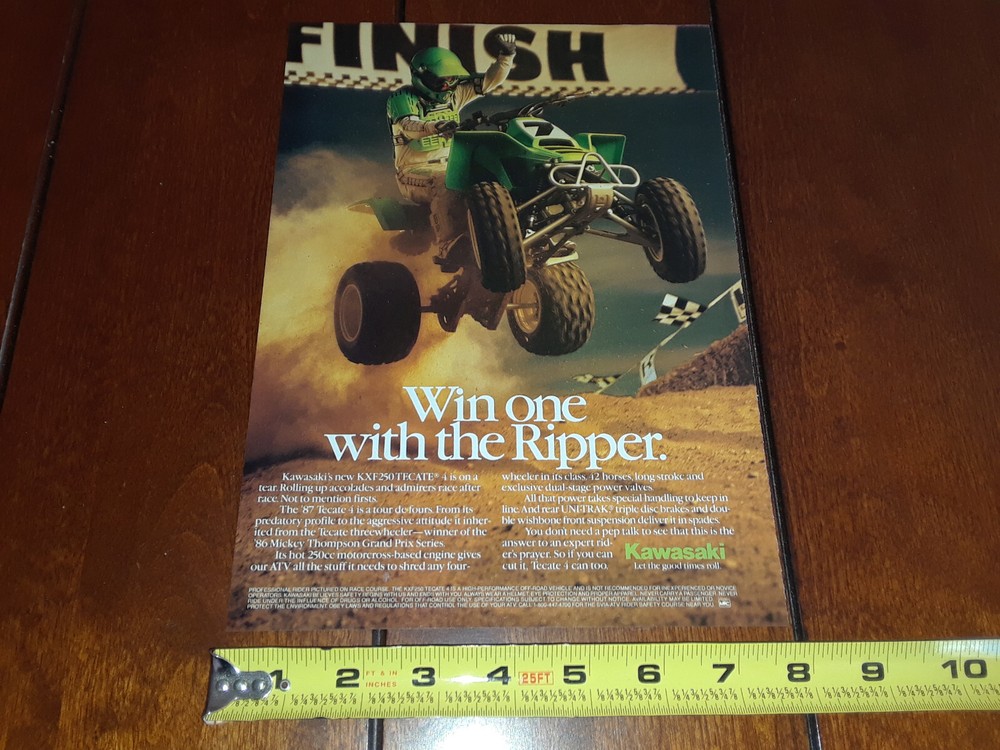 KAWASAKI TECATE KXF 250 ORGINAL 1987 AD