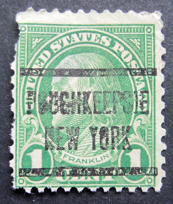 Sc # 632 ~ 1 cent Franklin Issue, Precancel, POUGHKEEPSIE NEW YORK