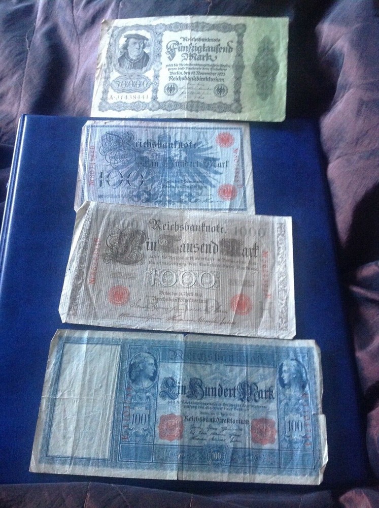 4 x Germany Mark Banknotes 1908-1922