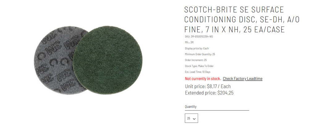 Scotch-Brite 7” Fine Surface Conditioning Disc Hook & Loop (25 case)