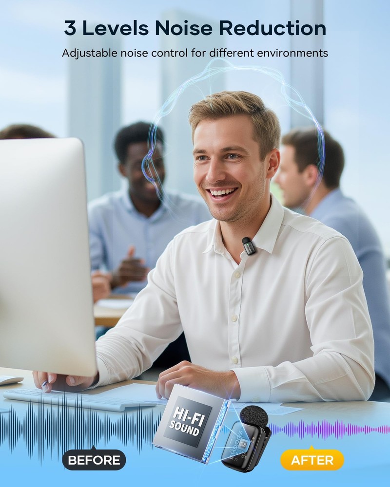 Wireless Mini Lavalier Microphones for iPhone iPad Android with Charging Case...