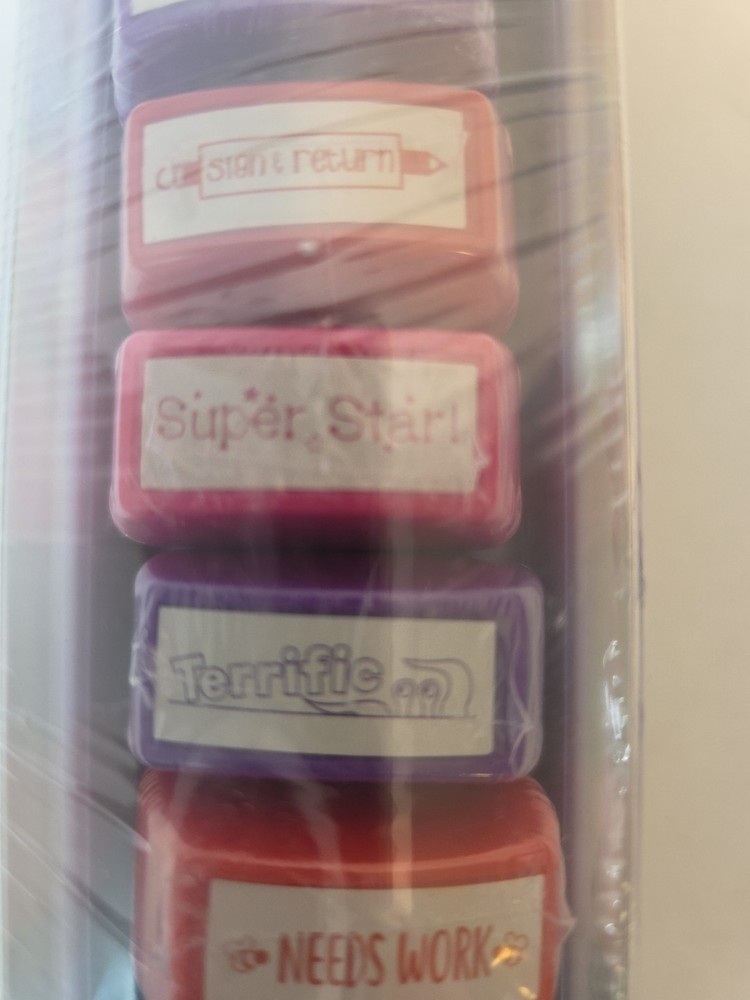 GSM Teacher Stamps Classroom Grading 8 PCS Rectangular Self Inking Awards New