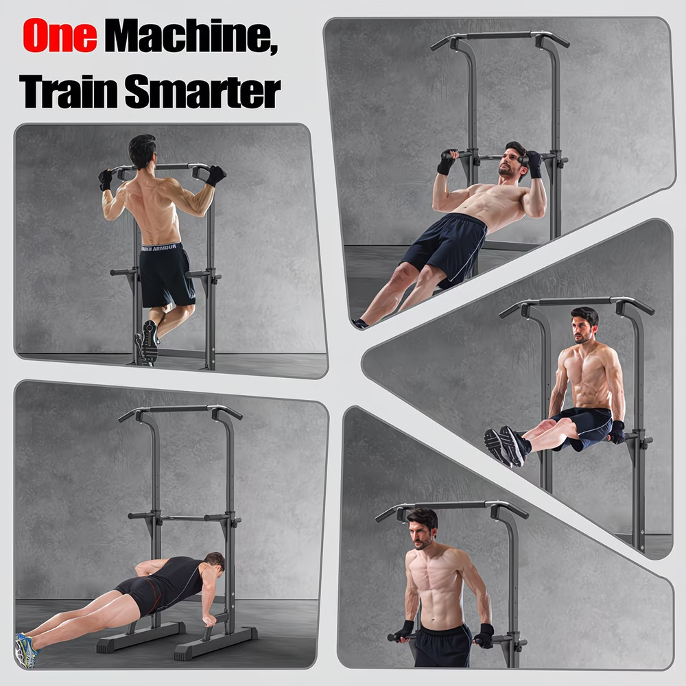 Power Tower Dip Station, Adjustable Height, Multi-Functional Strength Training W