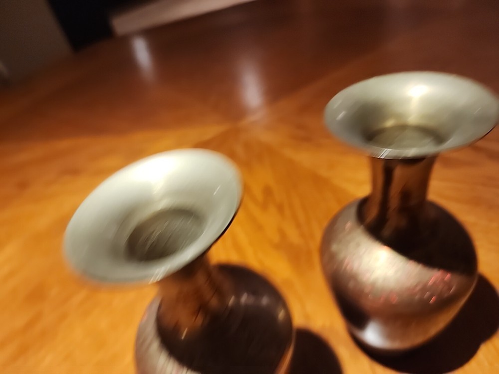 Mini Brass Vases. Each Apprix 5.75" Tall