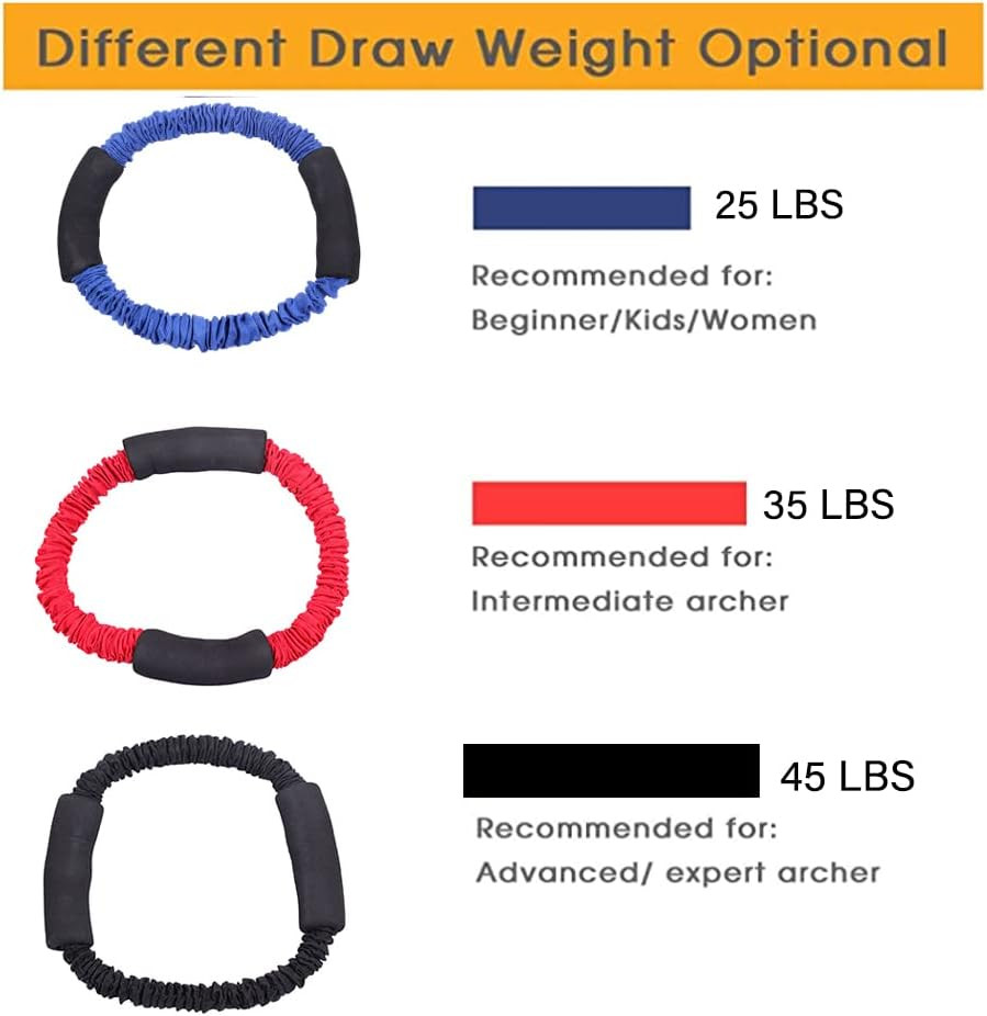 Archery Bow Trainer Rubber Stretch Bands 25-45 Lbs Draw Strength Training Device