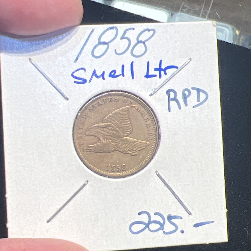 1858 Flying Eagle Cent - Small Letters RPD REPUNCHED DATE