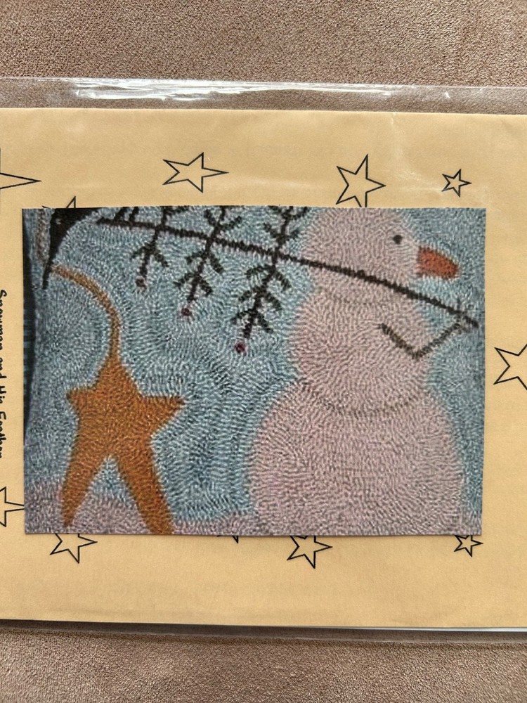 PRIMITIVE PUNCHNEEDLE  EMBROIDERY PATTERN, CRAFTS PUNCH NEEDLE SNOWMAN