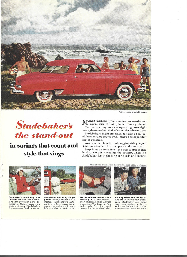 Original 1949 Studebaker  Commander Starlight Coupe vintage print ad
