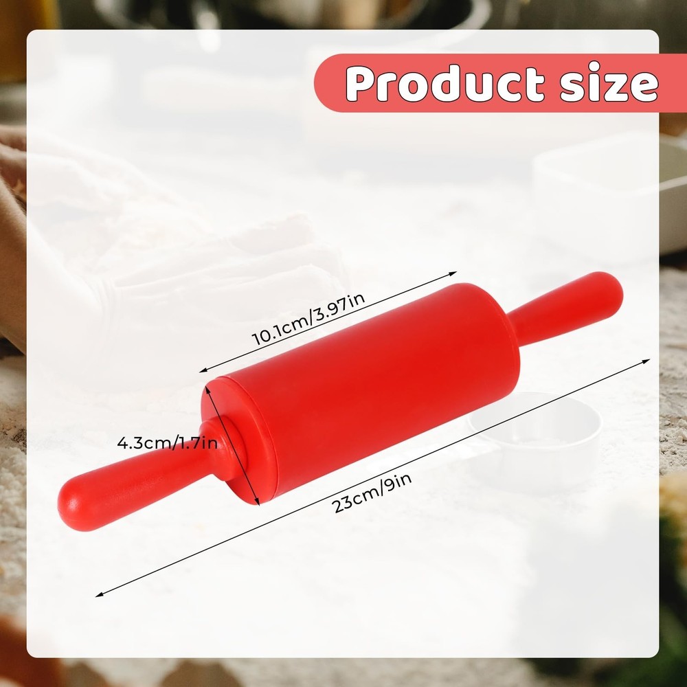 4 Pack Mini Rolling Pin for Kids, 9 Inch Plastic Handle Rolling Pin Non-Stick...