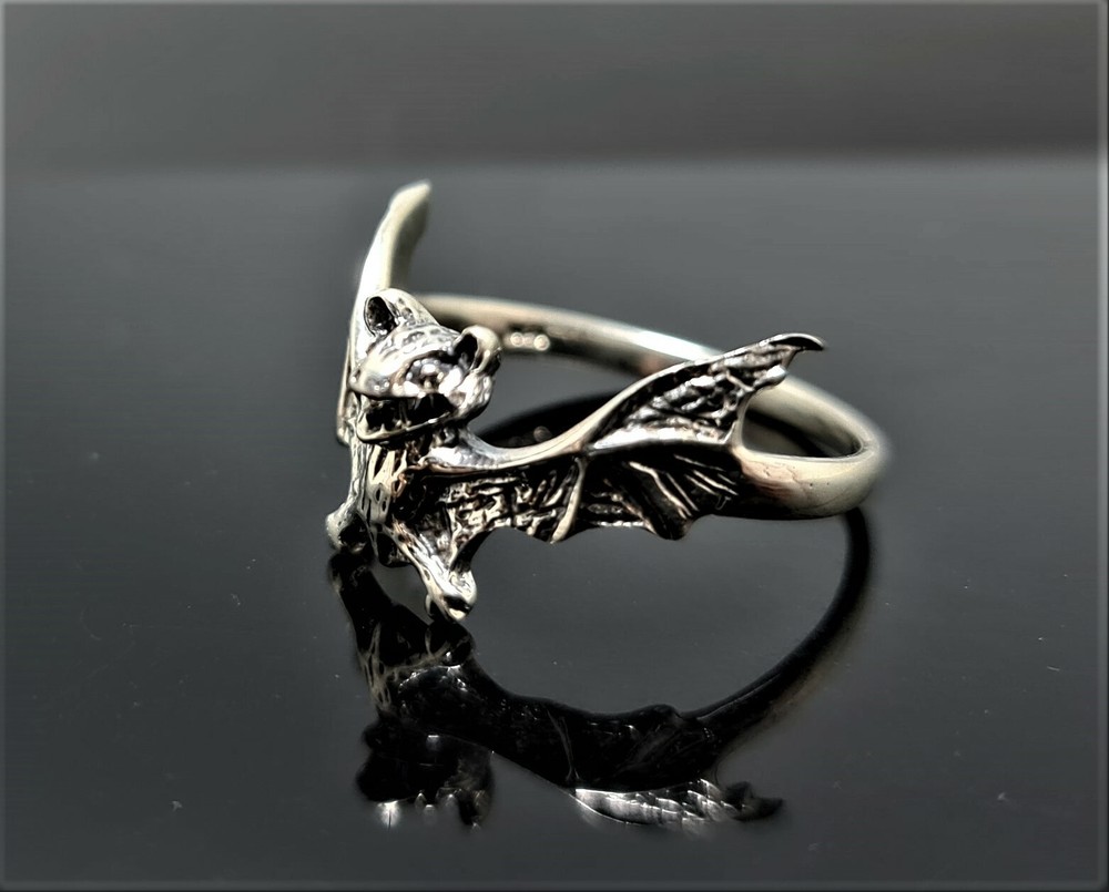 Bat Ring 925 Sterling Silver Vampire Gothic Rock Biker