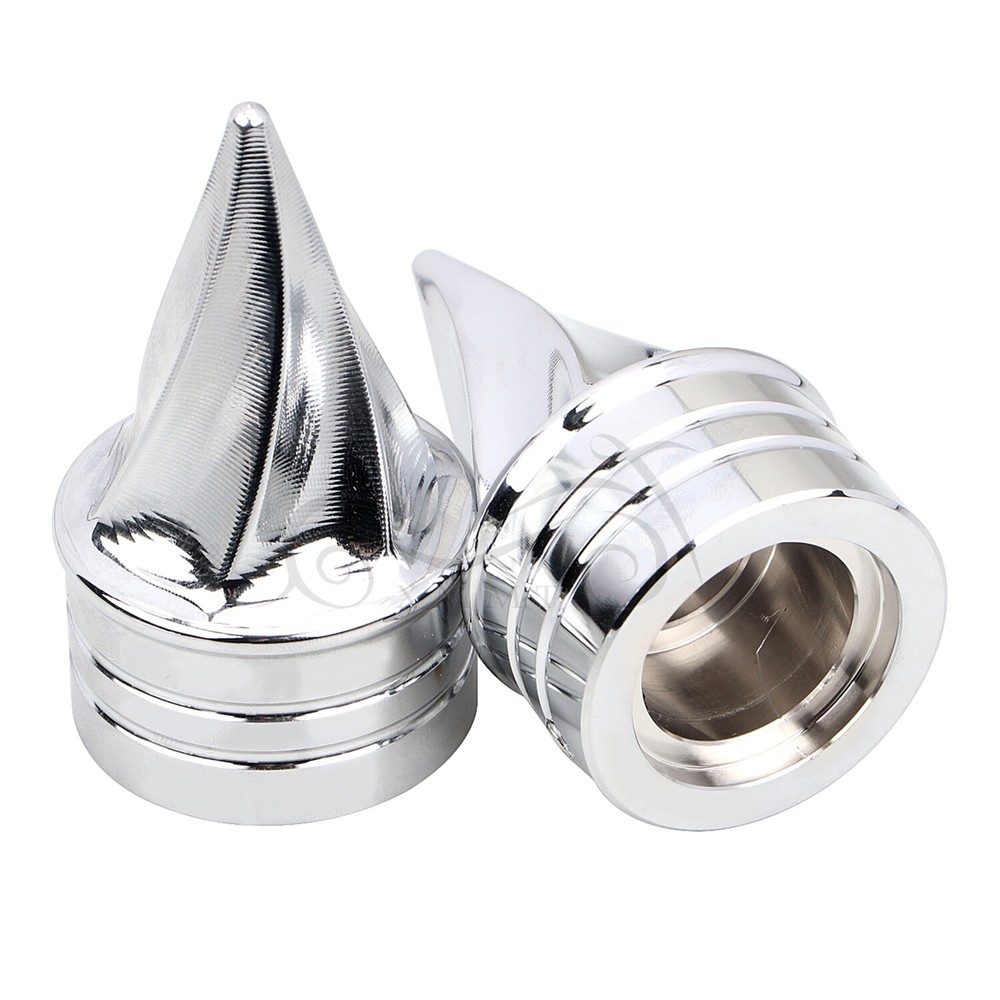 Spike Front Axle Nut Covers Cap Chrome For Harley Electra Glide FLHT Road King
