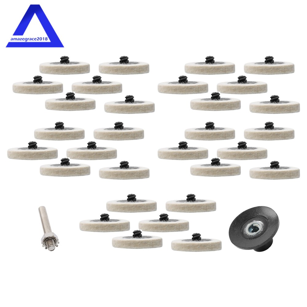 30Pack 2" Compressed Wool Fabric Sanding Discs Buffer Pad Holder w/ 1/4" Shank