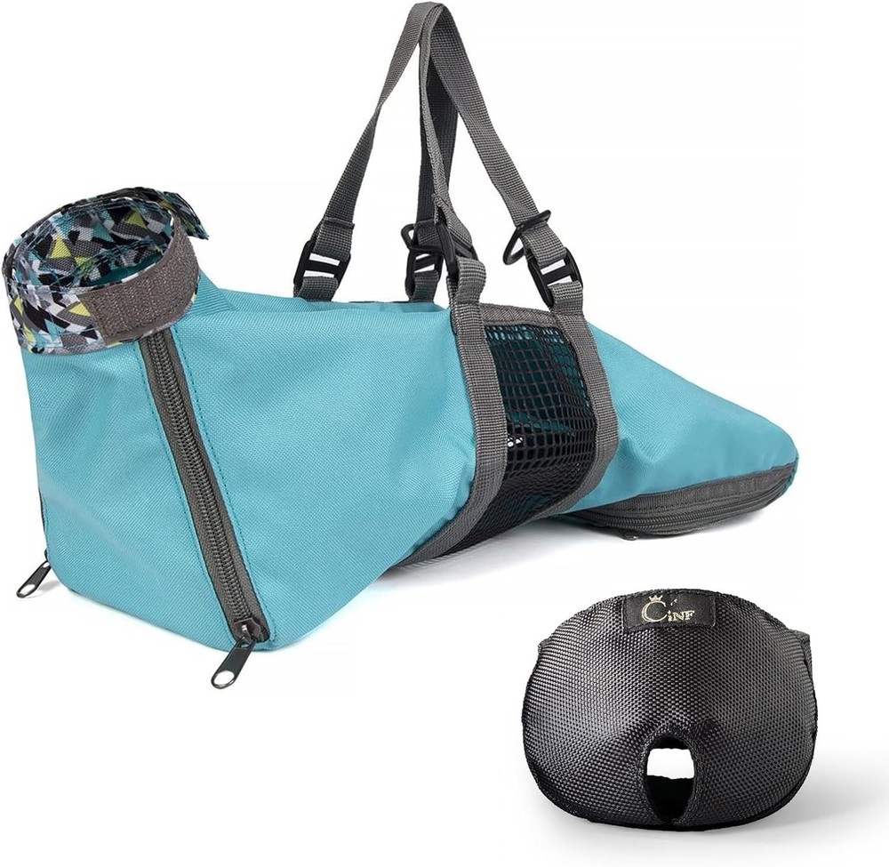 Durable Cat Grooming Bag M-Blue, Includes Muzzle, No Scratch, Bite Prevention