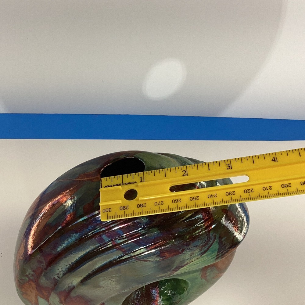 Signed Ruby Hansen 2012 raku pottery vase