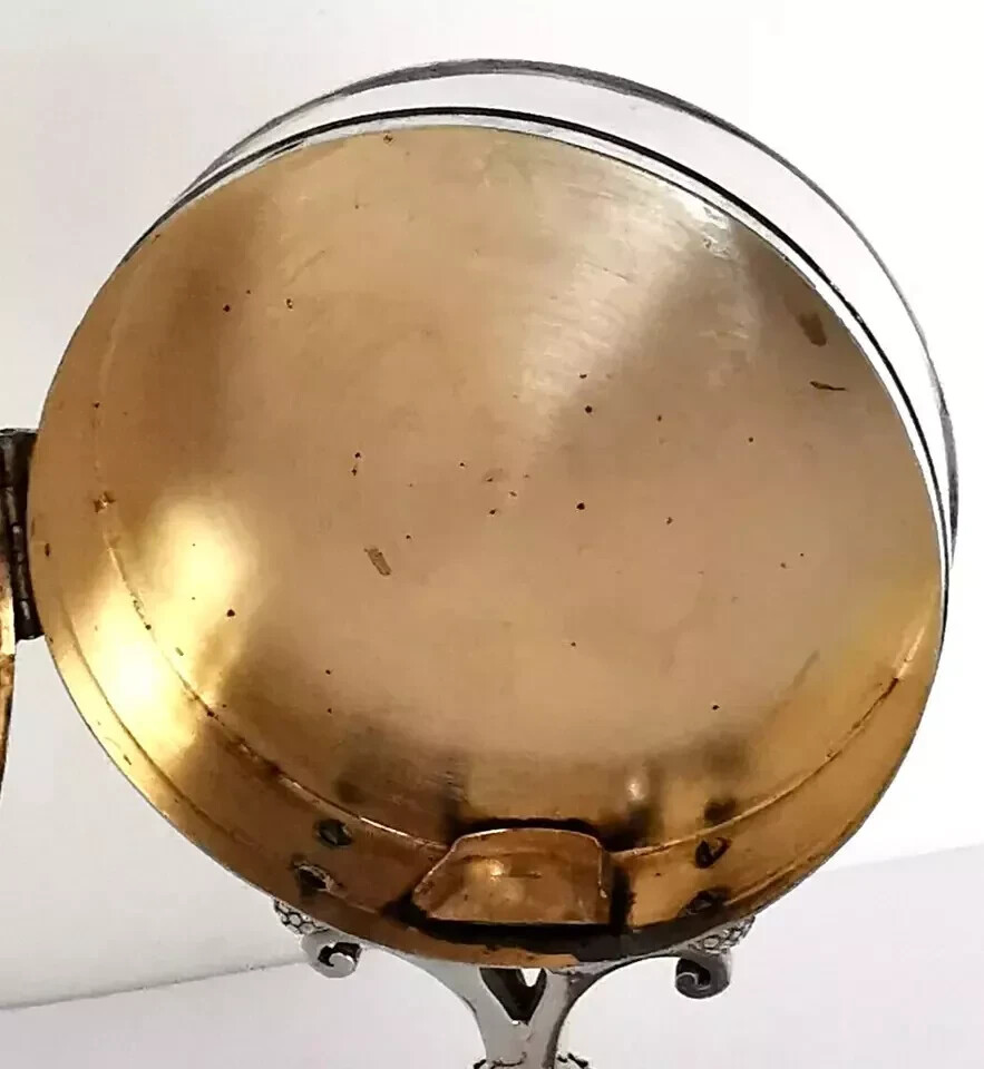 Rare French Solid Silver & Bronze Standing Pyx Communion Wafer Box - Monstrance
