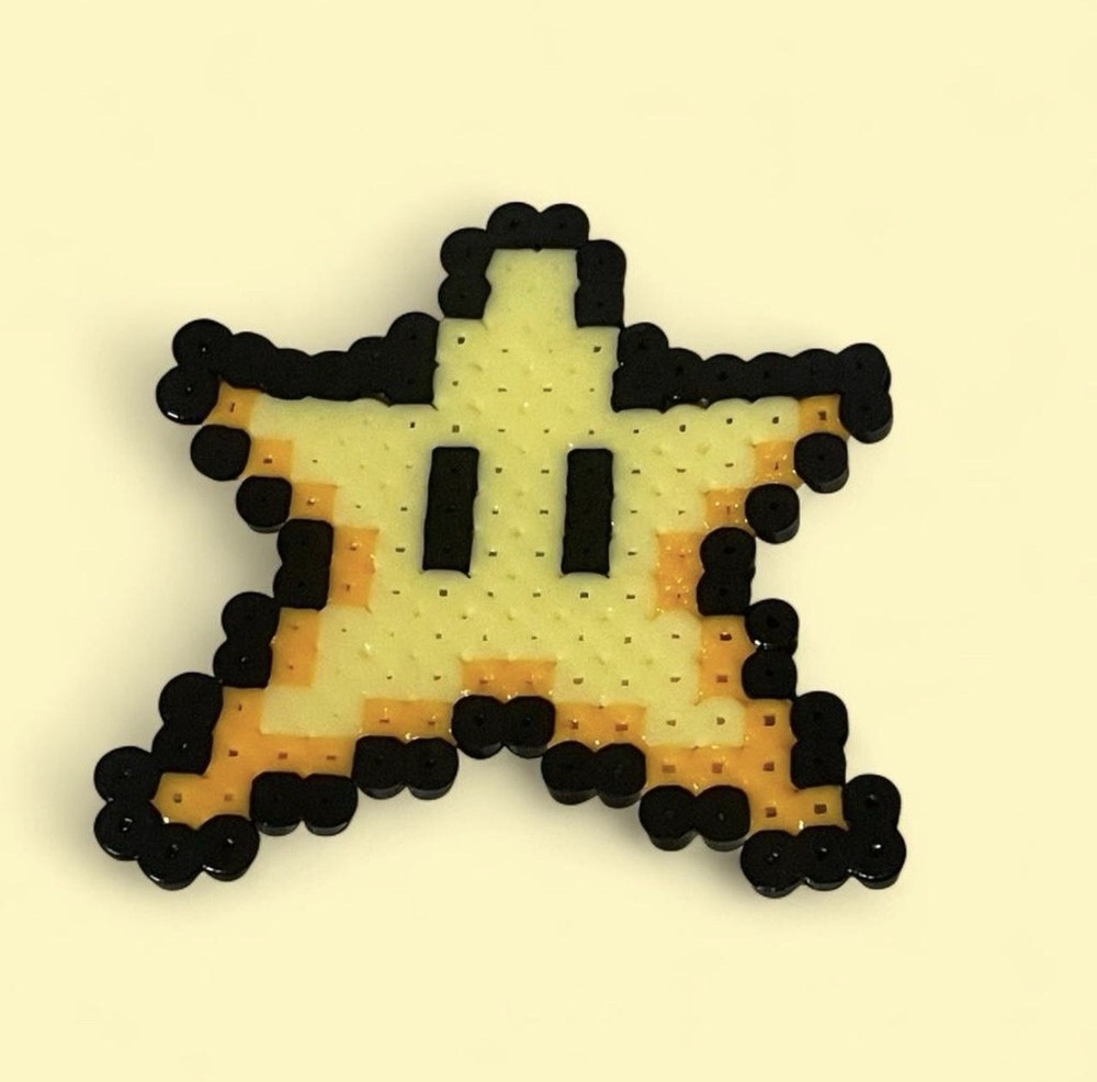 Handmade Beaded Super Mario Star Pixel Art