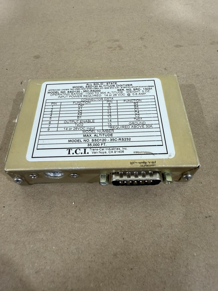 Trans Cal SSD120-35C-RS232 Altitude digitizer Altitude Encoder