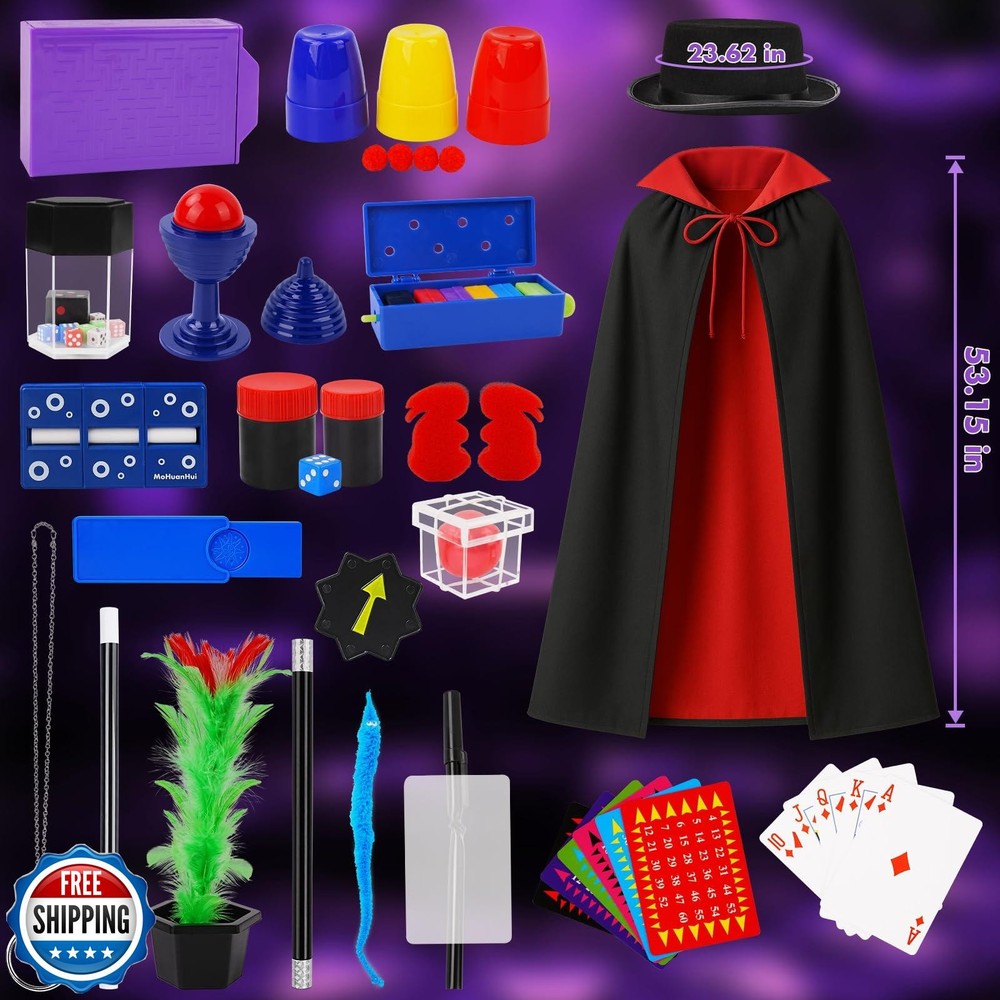 Magic Kit, Magic Tricks Includes Magic Wand and Magician Costume,